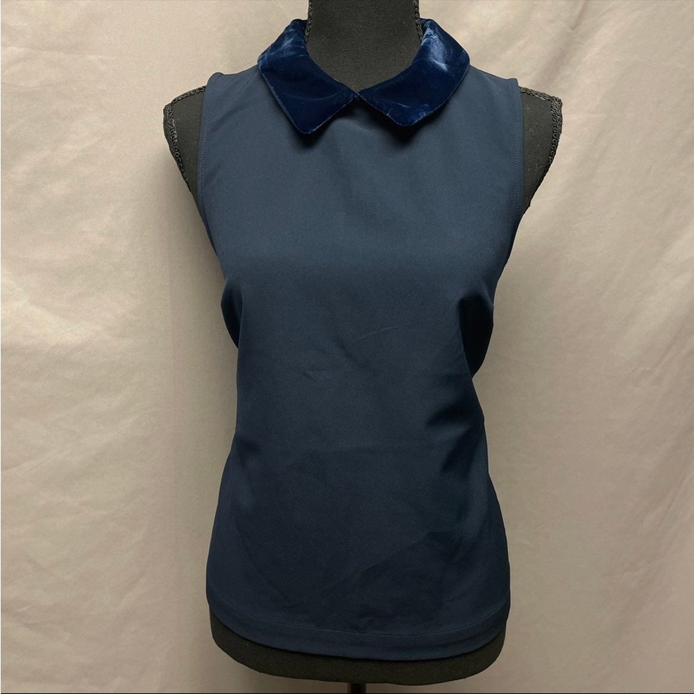 ❤️2for20SALE❤️Tommy Hilfiger Top Sz S Velvet collar sleeveless formal golf shirt